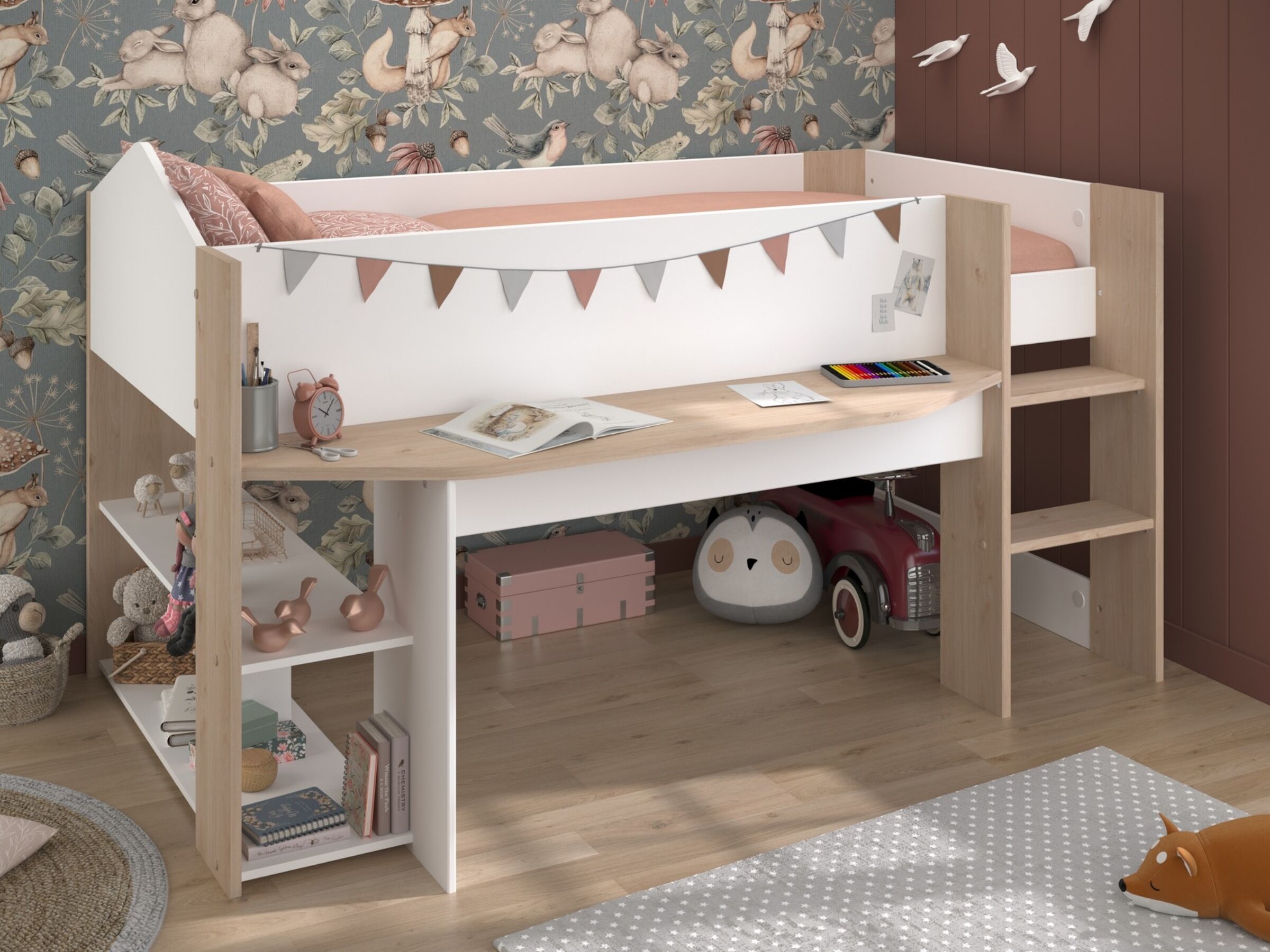 Halvhøy barneseng med skrivebord 90x200 image