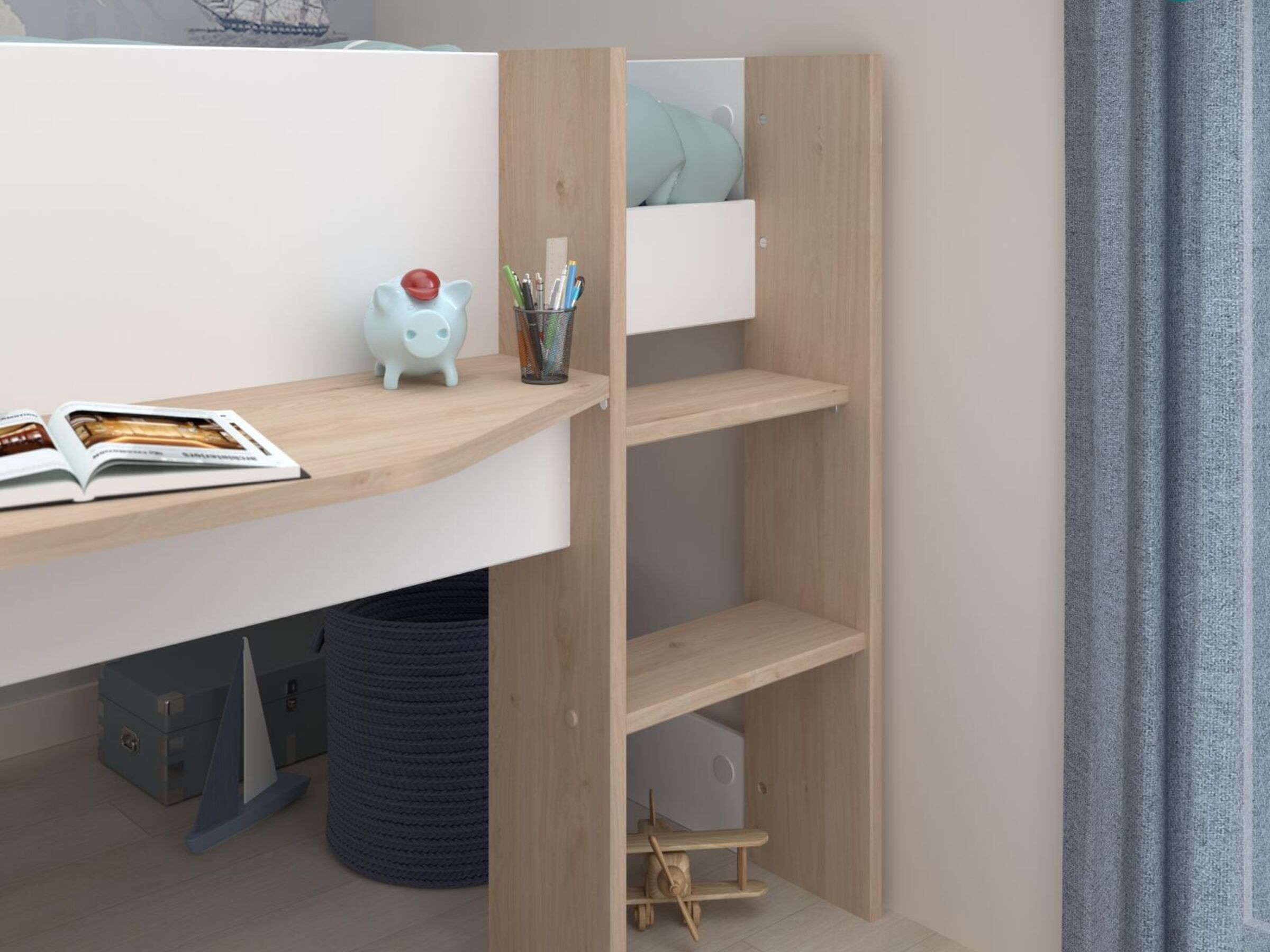 Halvhøy barneseng med skrivebord 90x200 image