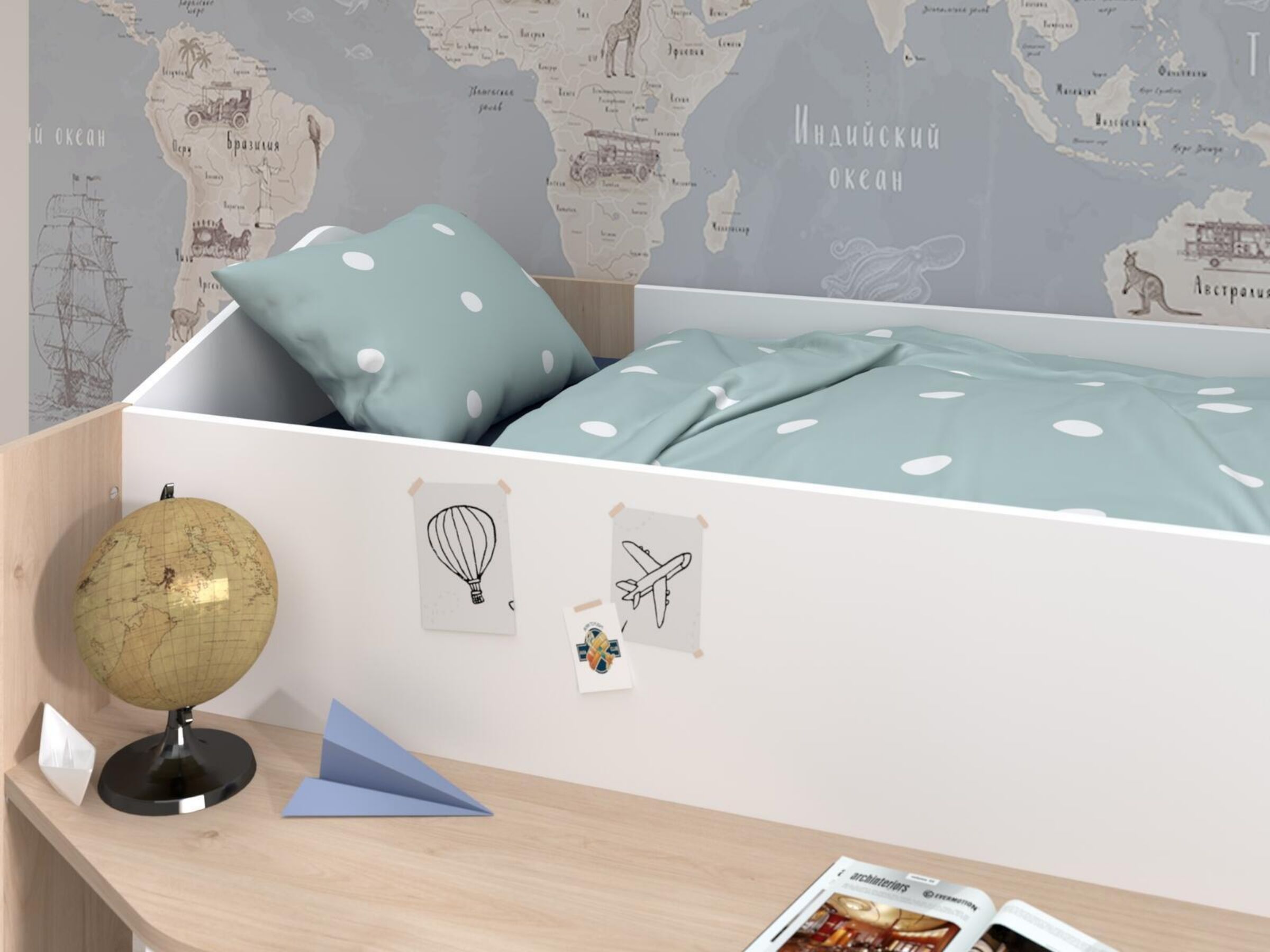 Halvhøy barneseng med skrivebord 90x200 image