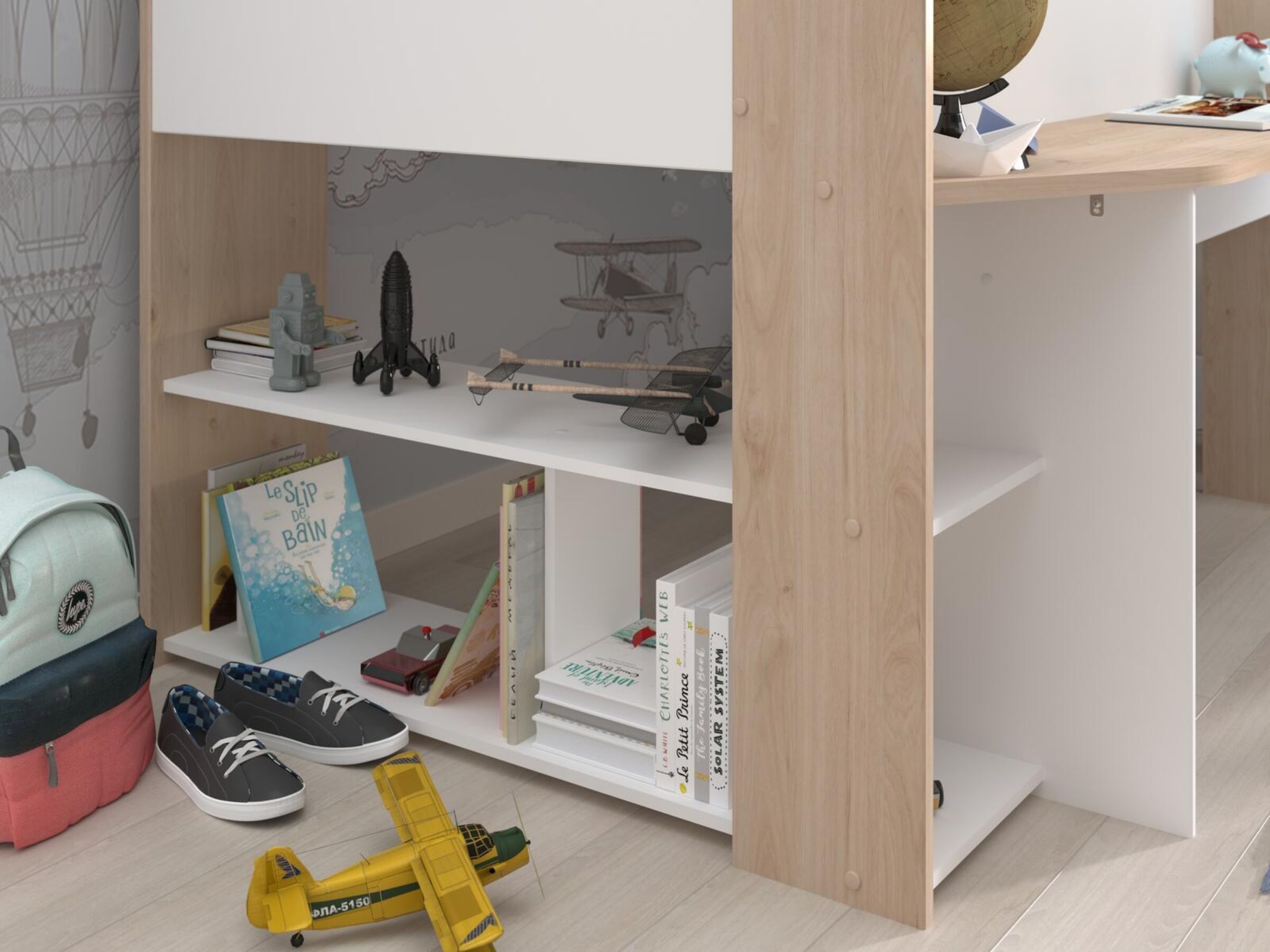 Halvhøy barneseng med skrivebord 90x200 image