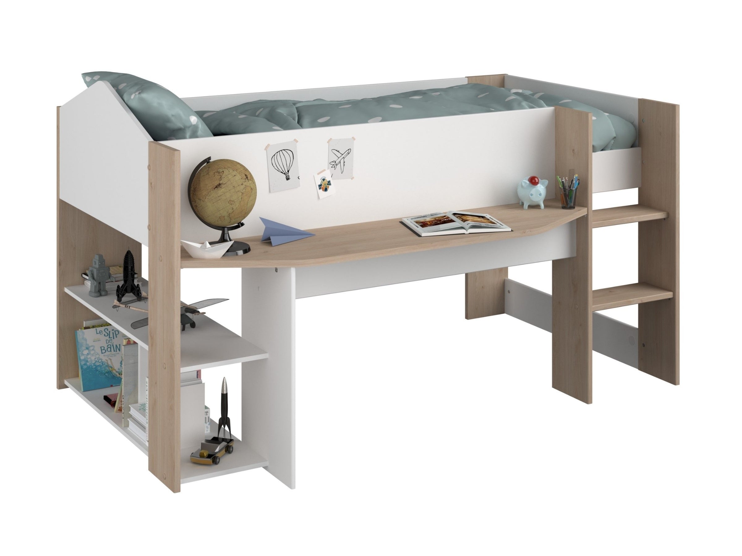 Halvhøy barneseng med skrivebord 90x200 image