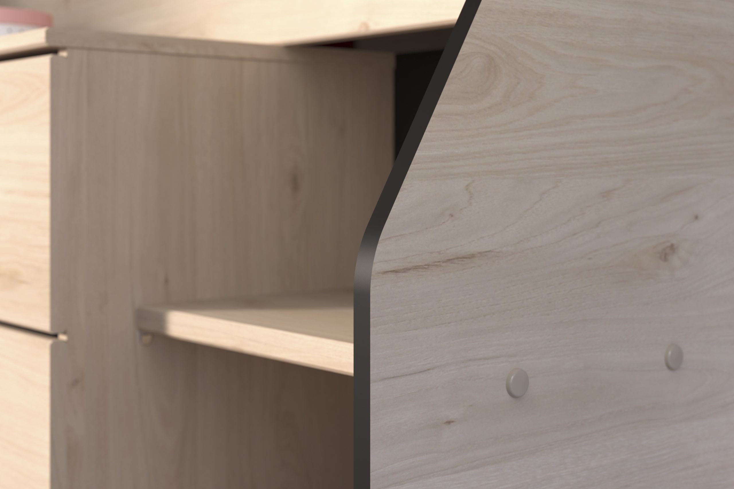 Milky halvhøy seng med skrivebord 90x200 - NATUR image