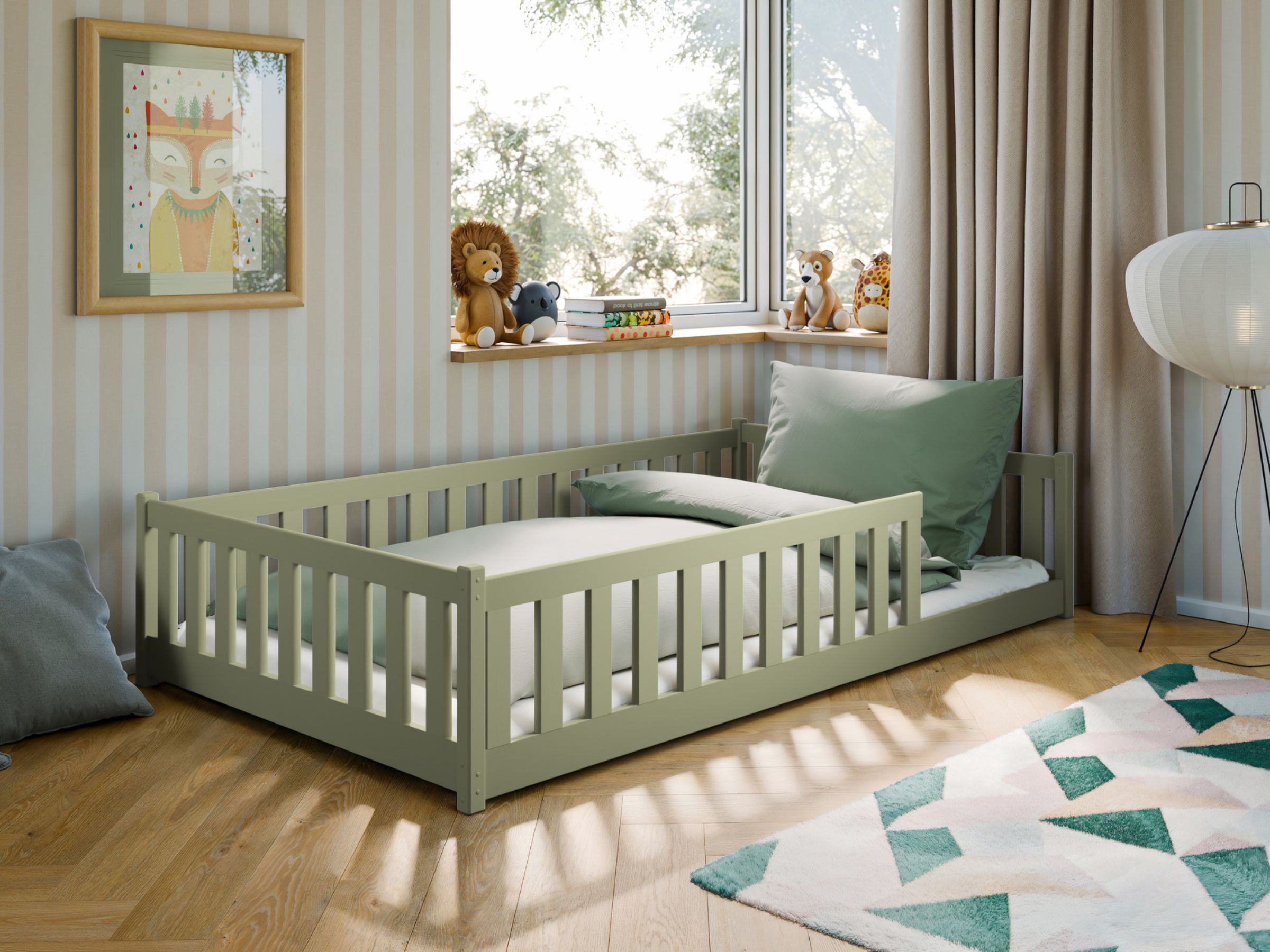 Montessori gulvseng for barn 120x200 – Olivengrønn | OTIS fra Lano Meble image