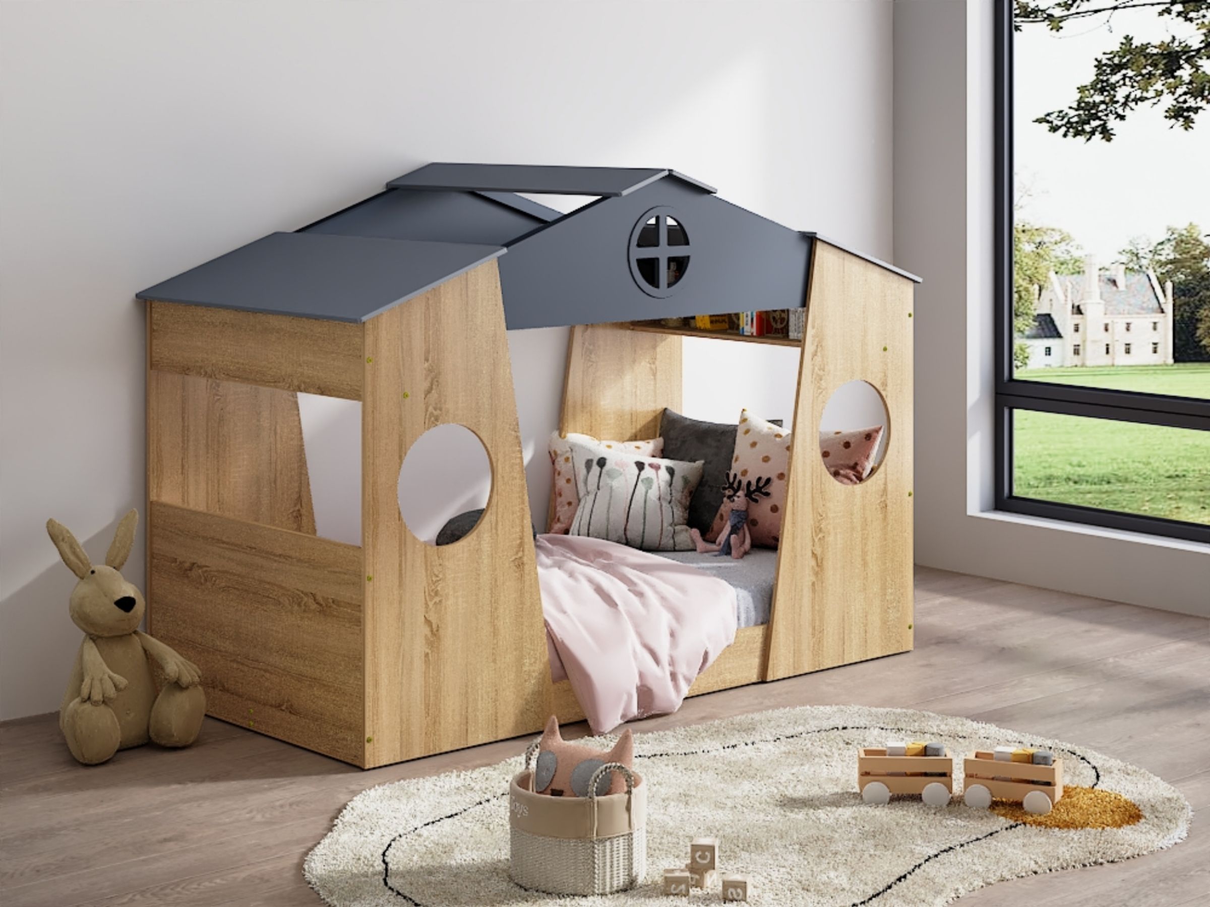 Husseng med husformet ramme – ideell for små barnerom image