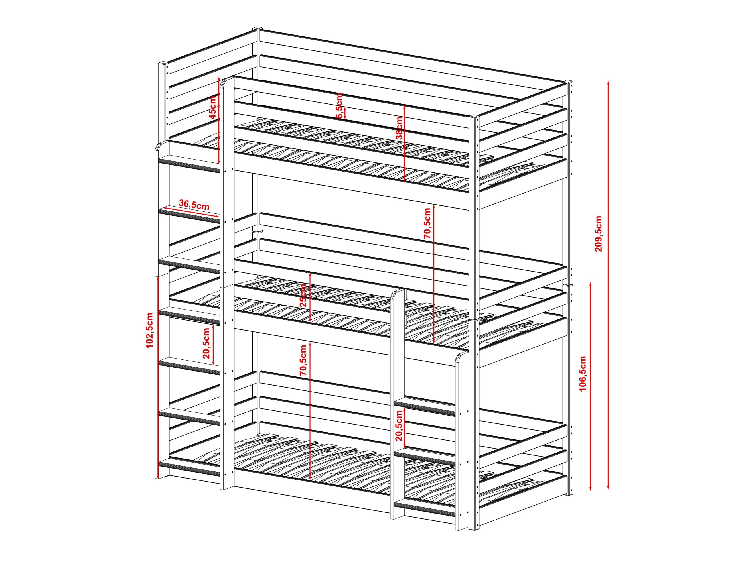 Trippel køyeseng 90x200 - TED image