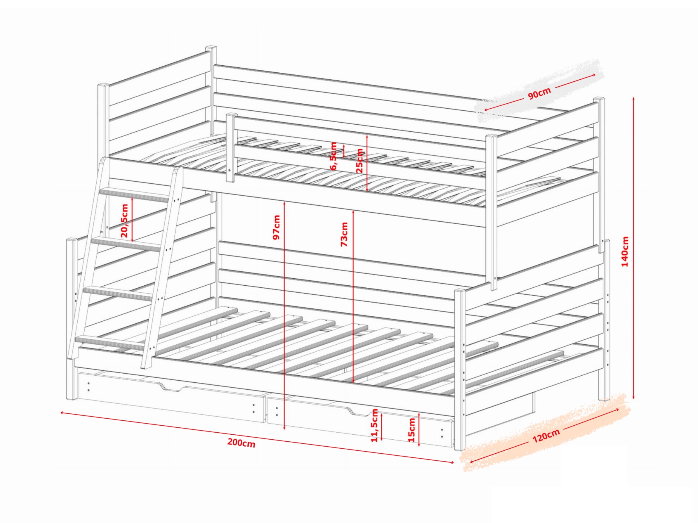 Fami Familiekøye med Skuffer 90/120x200 image