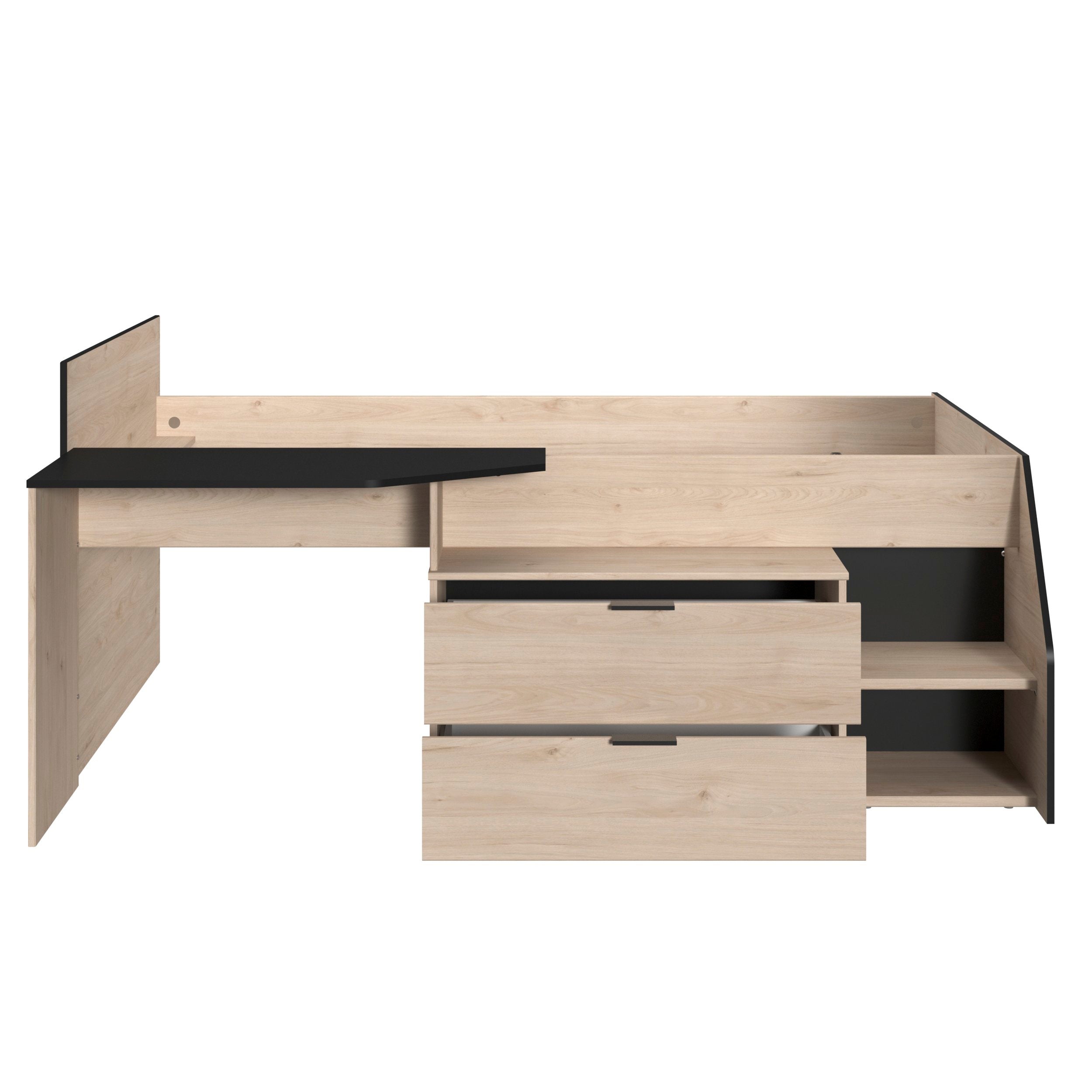 Milky halvhøy seng med skrivebord 90x200 - NATUR image