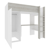 Loftseng med garderobeskap og skrivebord - Hvit 90x200 image