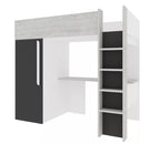 Loftseng med garderobeskap og skrivebord - Shade 90x200