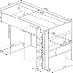 Loftseng med garderobeskap og skrivebord - Shade 90x200 image