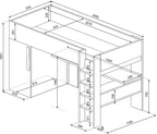 Loftseng med garderobeskap og skrivebord - Shade 90x200