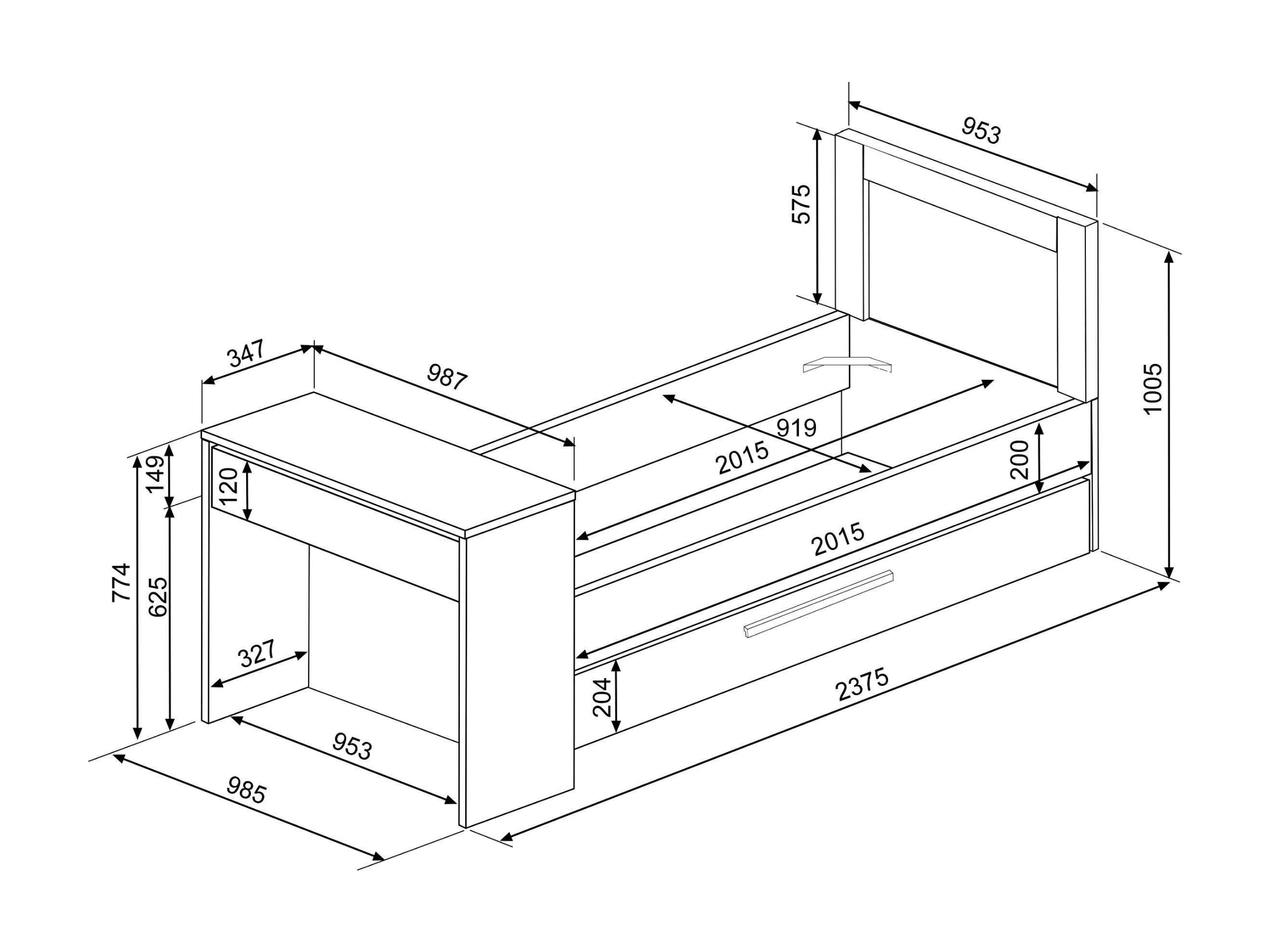Shipley multiseng Trasman 90x200 - Natur/Sort