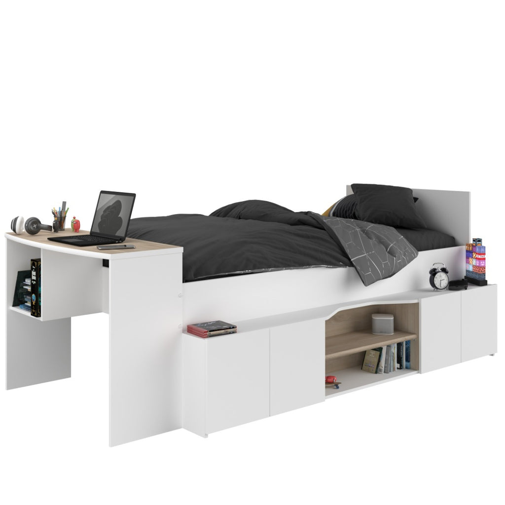 Cleo ungdomsseng 90x200 med skrivebord og hyller