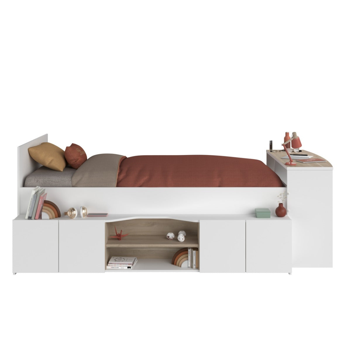 Cleo ungdomsseng 90x200 med skrivebord og hyller