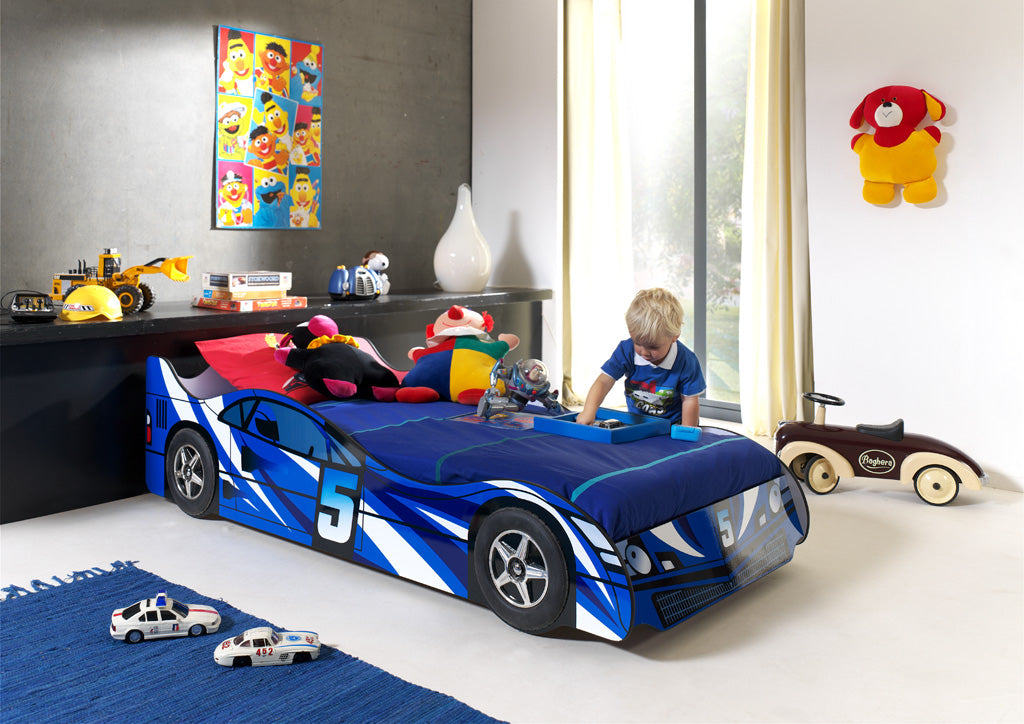 Bilseng racer 90x190 - BLÅ image