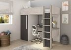 Loftseng med garderobeskap og skrivebord - Shade 90x200