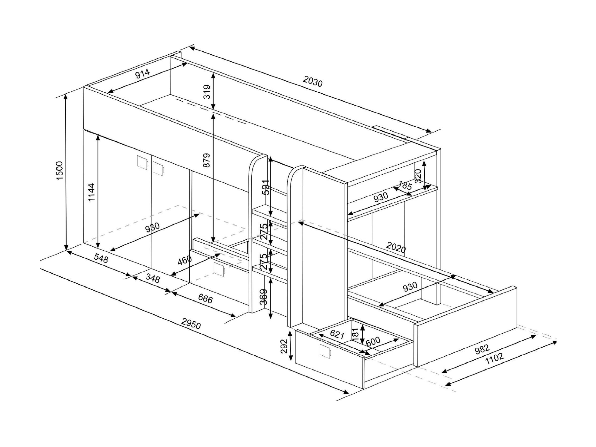 Bolton køyeseng 90x200 – Hvit image