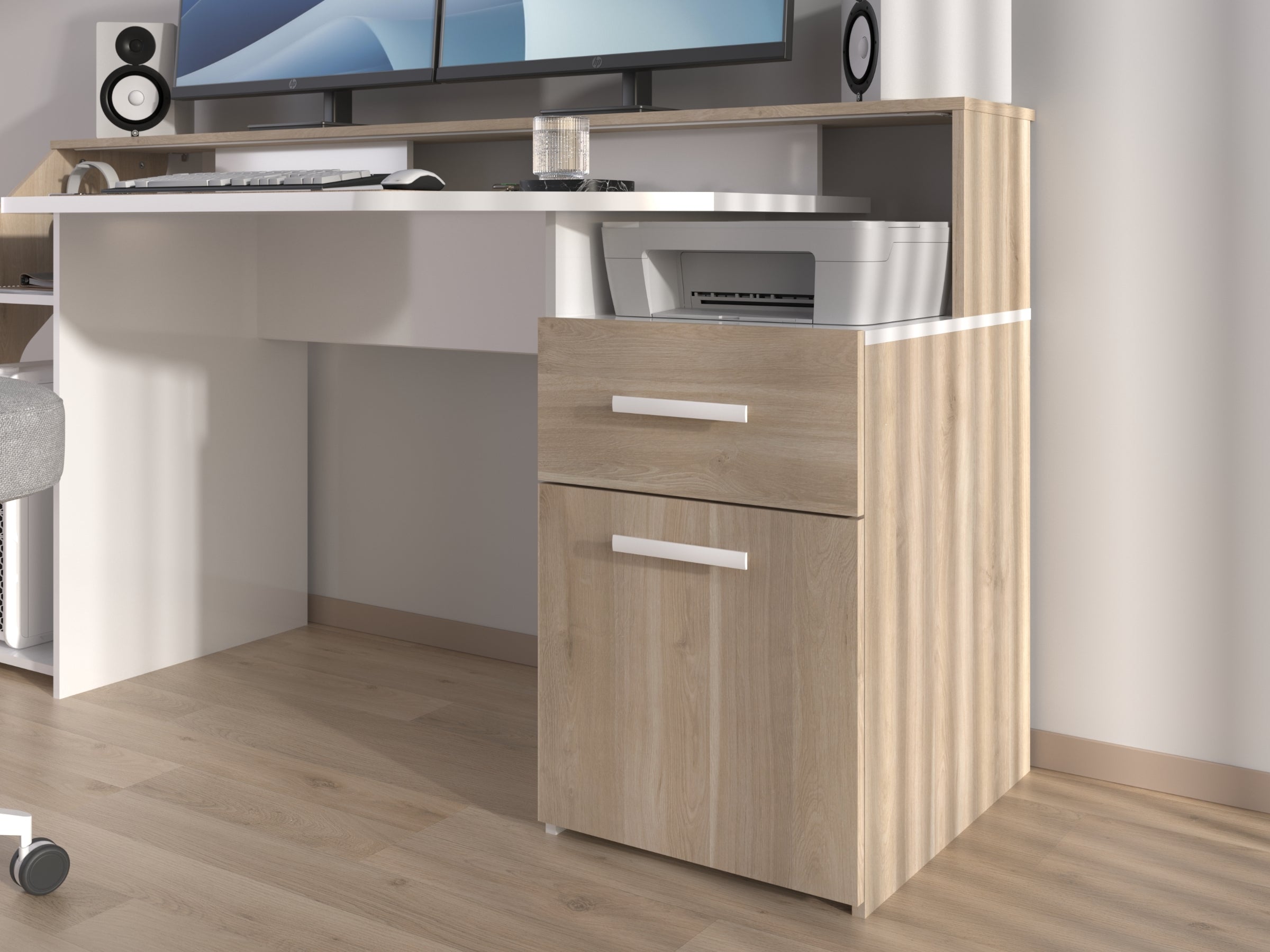 Sylver Gaming Desk 178 cm – Japansk eik / Hvit høyglans image