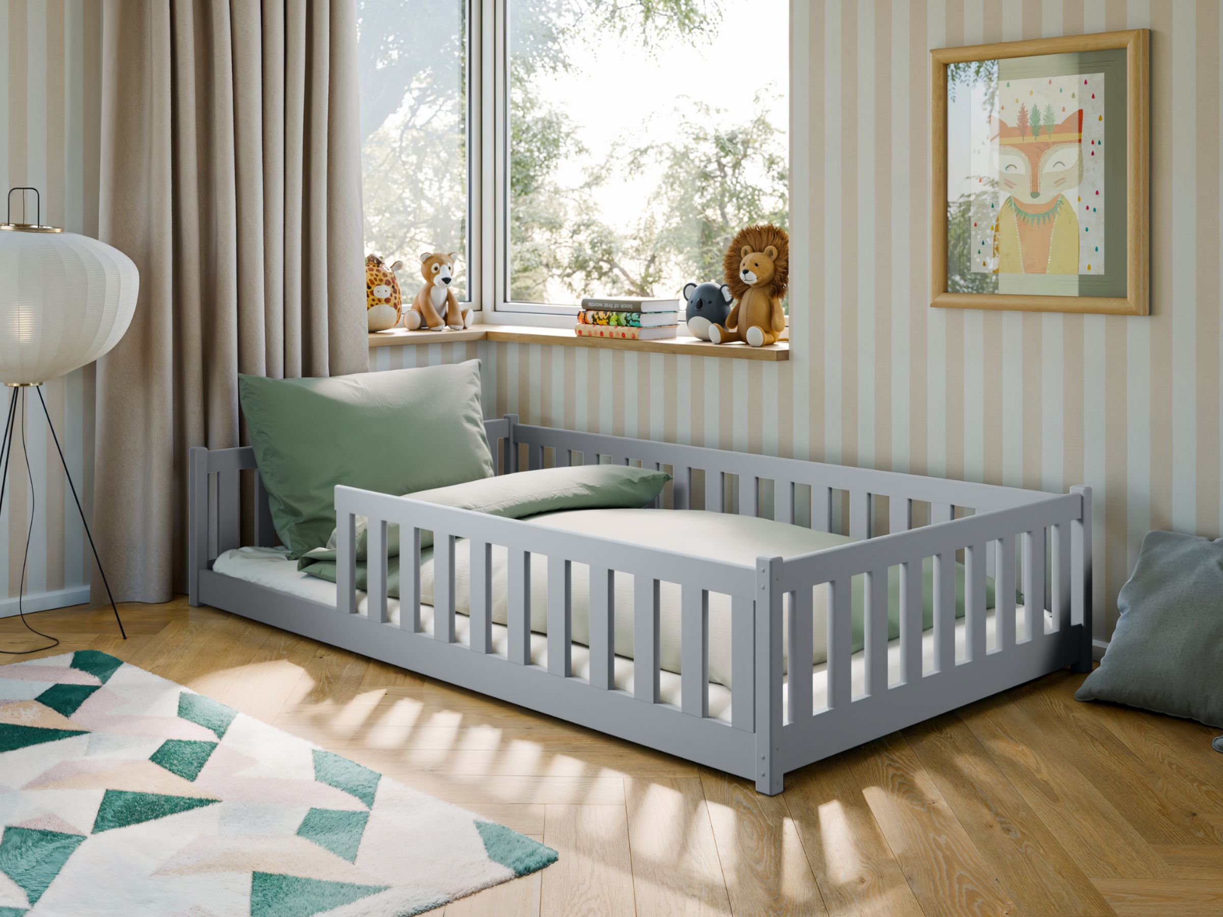 OTIS Montessori Gulvseng 120x200 cm – Askgrå image