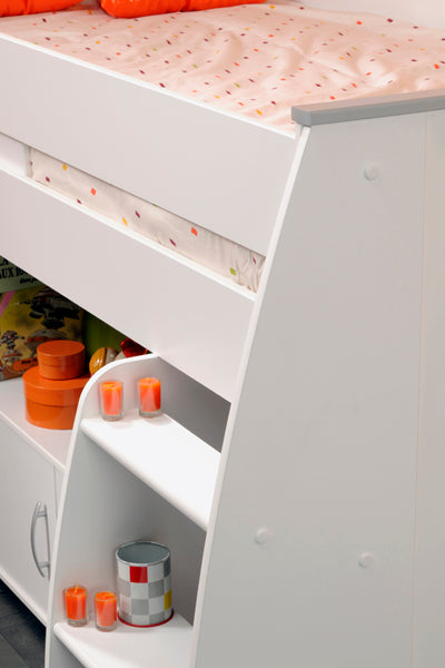 Reverse Halvhøy Seng med Skrivebord 90x200 cm – Hvit