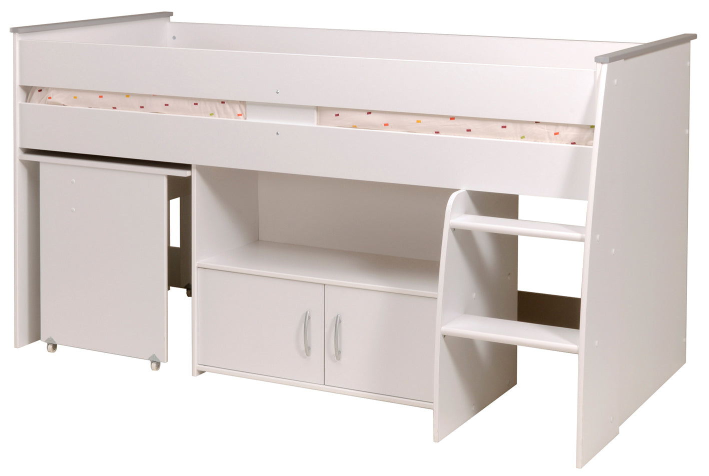 Reverse Halvhøy Seng med Skrivebord 90x200 cm – Hvit image