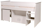 Reverse Halvhøy Seng med Skrivebord 90x200 cm – Hvit