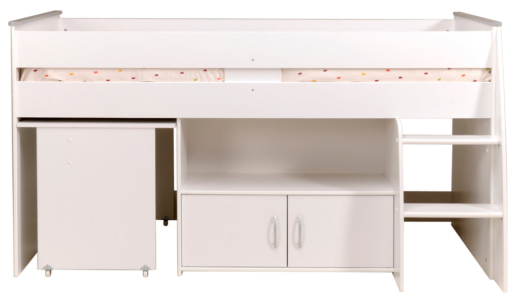 Reverse Halvhøy Seng med Skrivebord 90x200 cm – Hvit