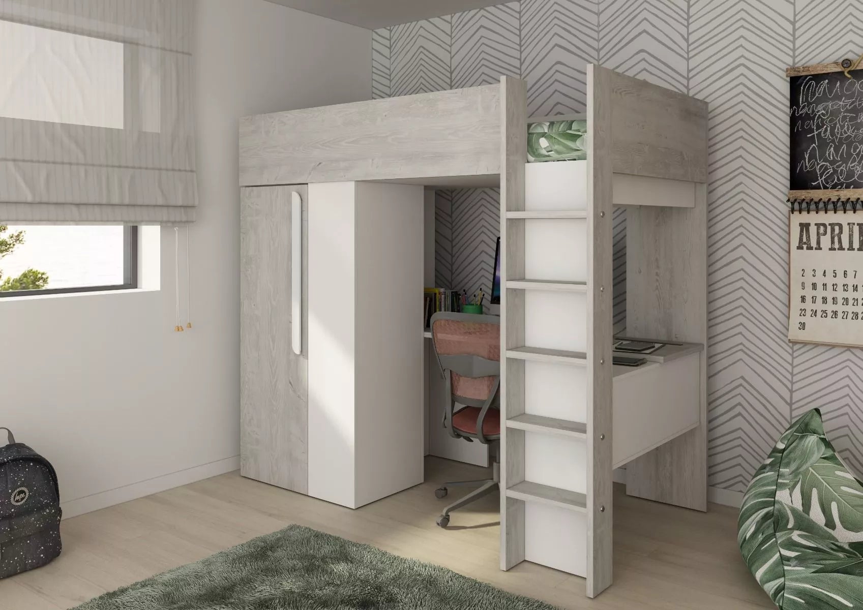 Trasman Studio Loftseng med Garderobe 90x200 - hvit image