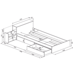 Jazz enkeltseng med skuffer og sengegavl med hyller 90x200 image