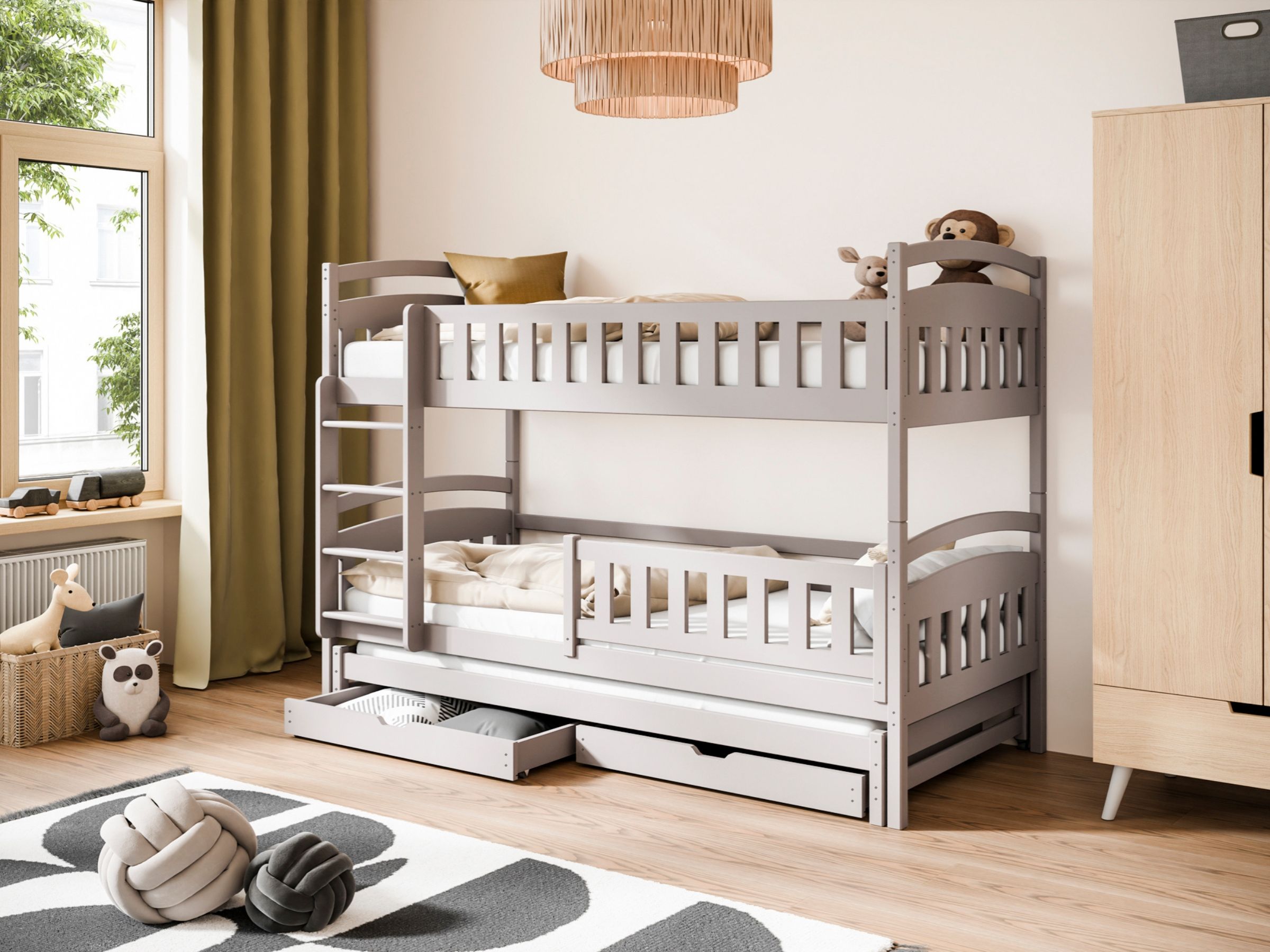 Blanka Køyeseng 90x200 – Uttrekkbar Gjesteseng og Oppbevaringsskuffer - Kaszmir image