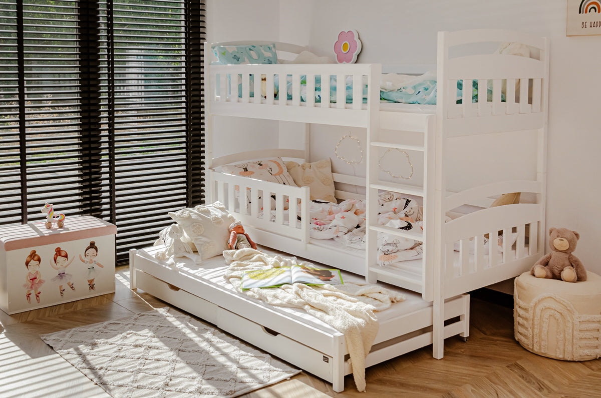 Blanka Køyeseng 90x200 – Uttrekkbar Gjesteseng og Oppbevaring - HVIT - INTRODUKSJONSPRIS image