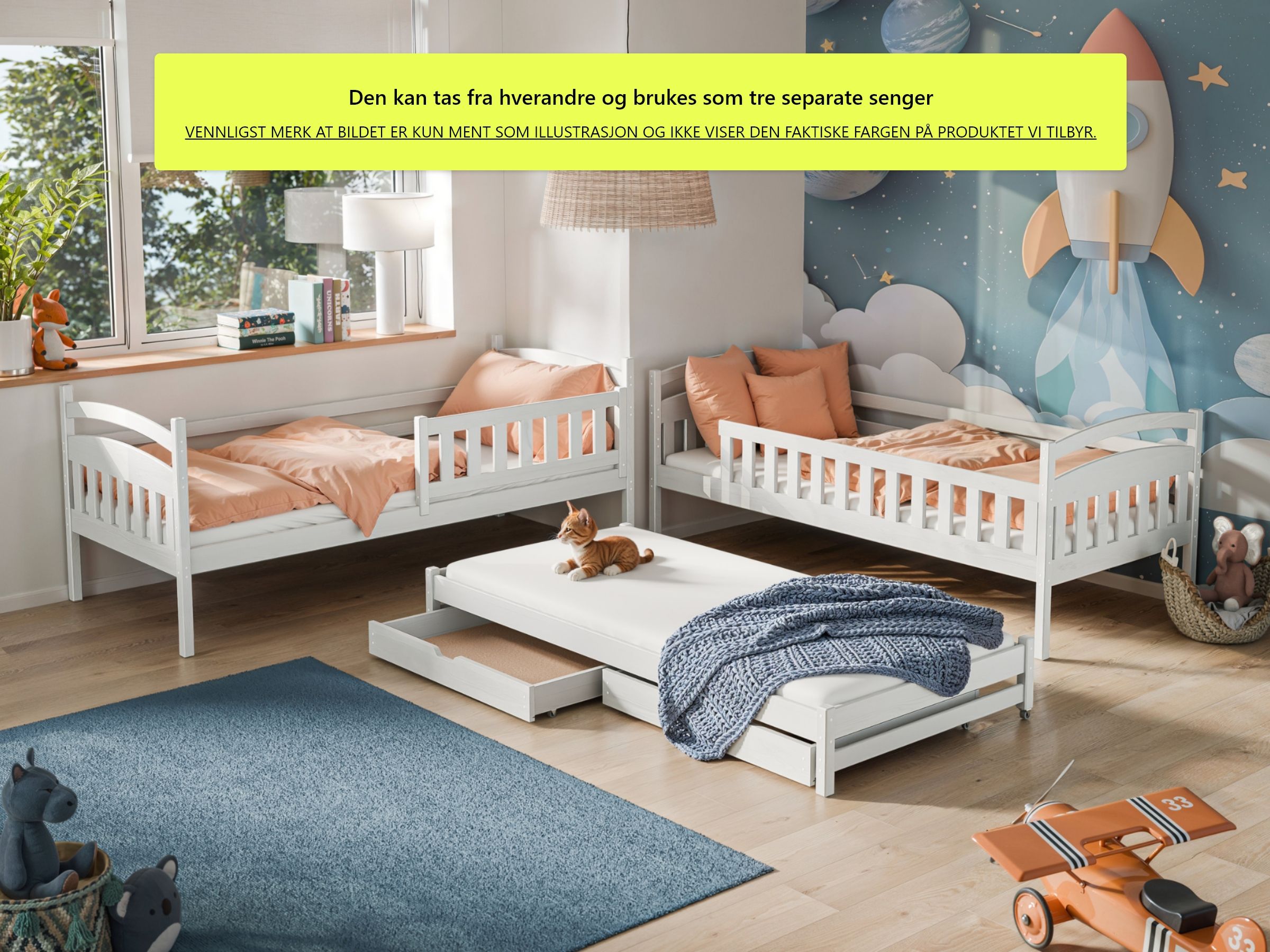 Blanka Køyeseng 90x200 – Uttrekkbar Gjesteseng og Oppbevaringsskuffer - Kaszmir image