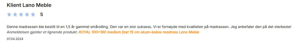 Royal 120x200 - 15cm skum-kokos madrass fra Lano