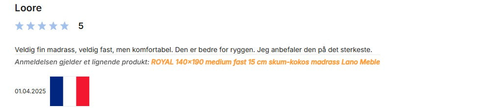 Royal 120x200 - 15cm skum-kokos madrass fra Lano
