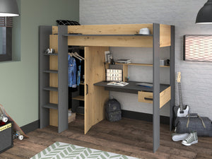 Grayson loftseng med skrivebord og garderobe