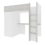 Loftseng med garderobeskap og skrivebord - Hvit 90x200 image