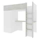 Loftseng med garderobeskap og skrivebord - Hvit 90x200 image