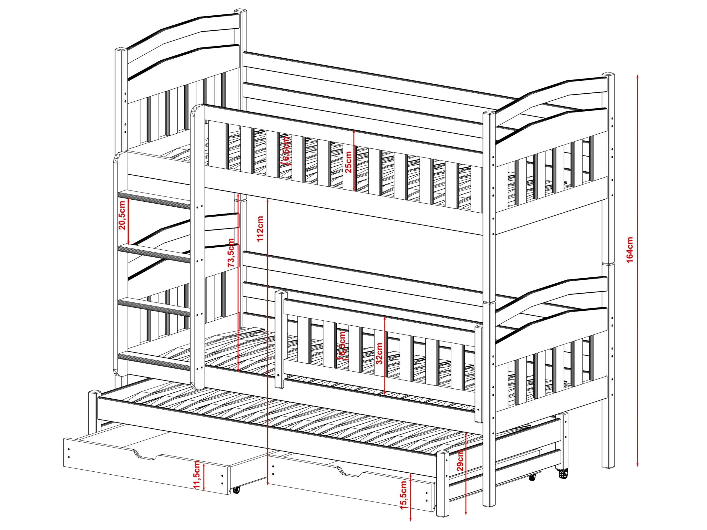 Blanka Køyeseng 90x200 – Uttrekkbar Gjesteseng og Oppbevaring - HVIT - INTRODUKSJONSPRIS image