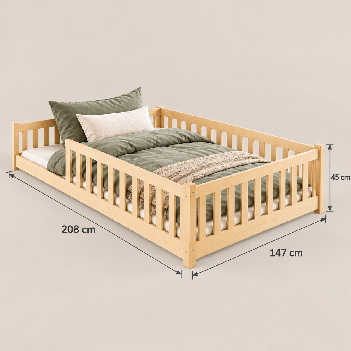 Montessori-seng MATI 140x200 – Natur