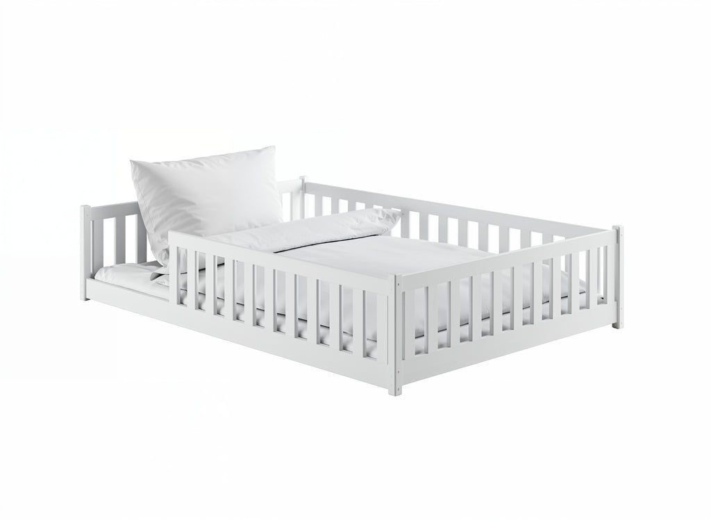 Montessori-seng MATI 140x200 – trygg og stilren barneseng i hvit - INTRODUKSJONSPRIS!