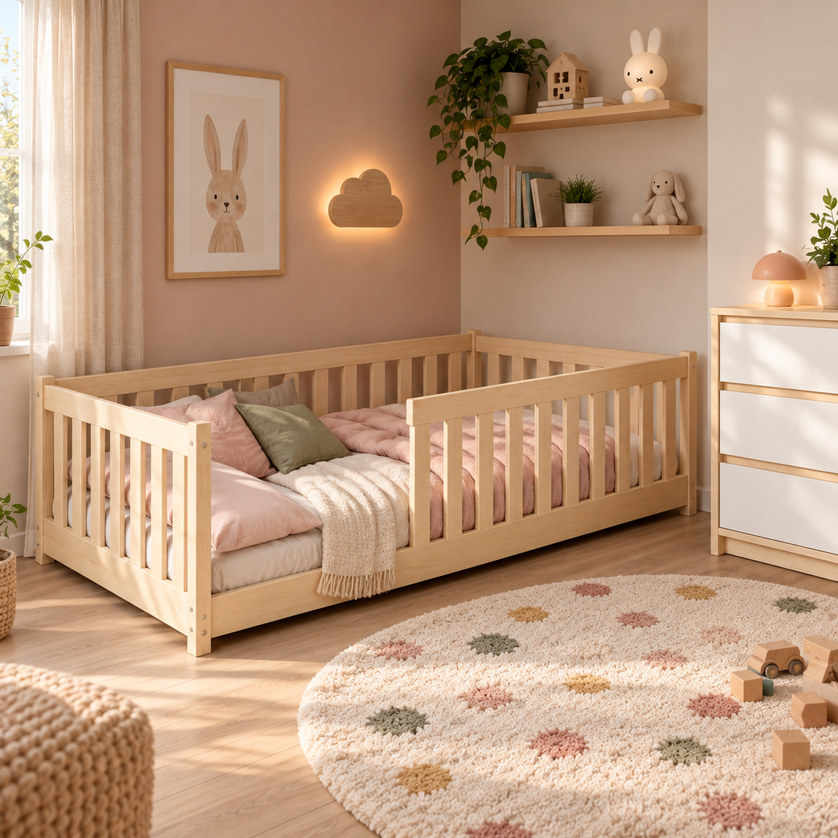 Bella Montessori seng 90x200 - NATUR