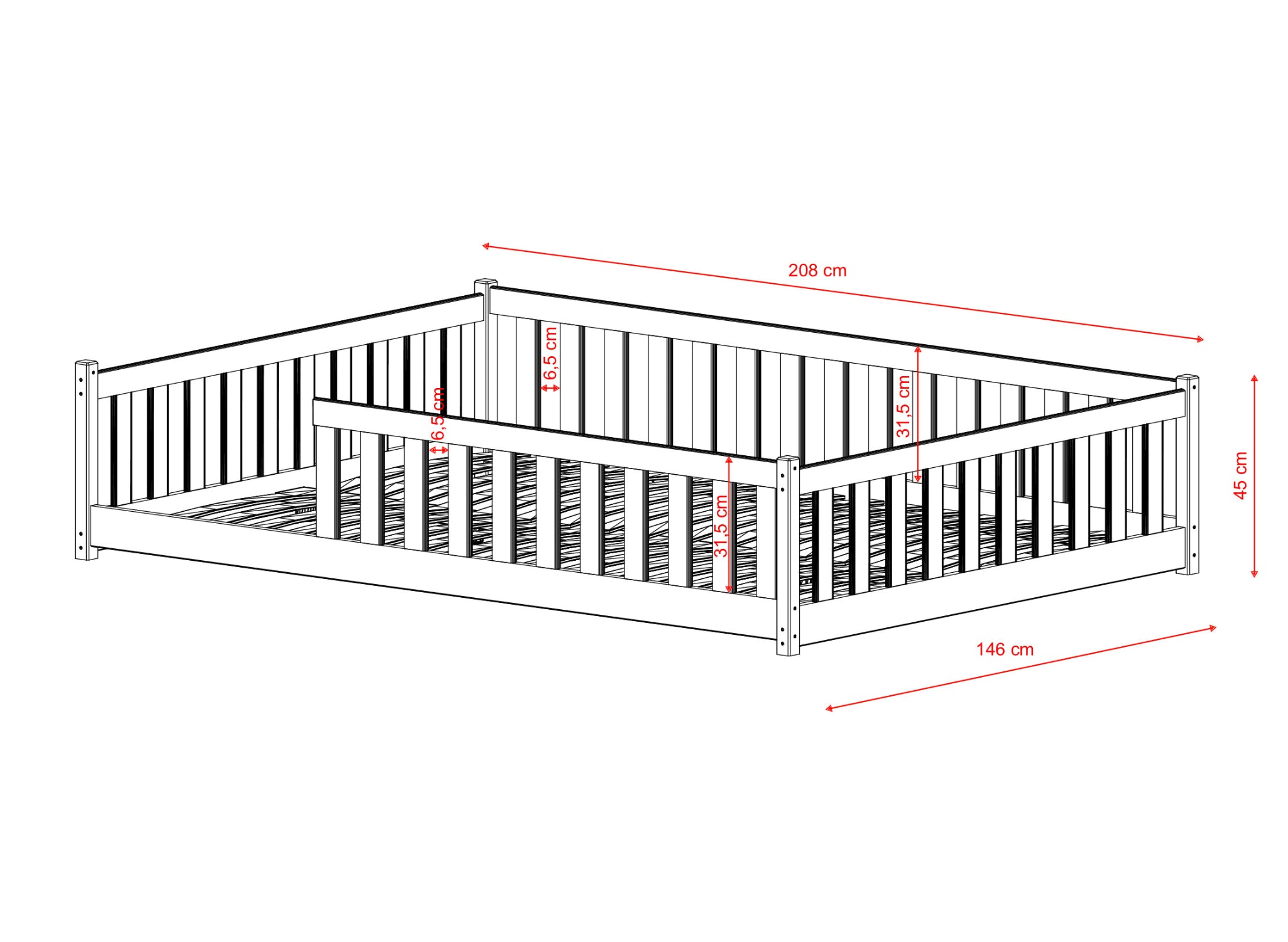 Montessori-seng MATI 140x200 – trygg og stilren barneseng i Kasjmir - INTRODUKSJONSPRIS!