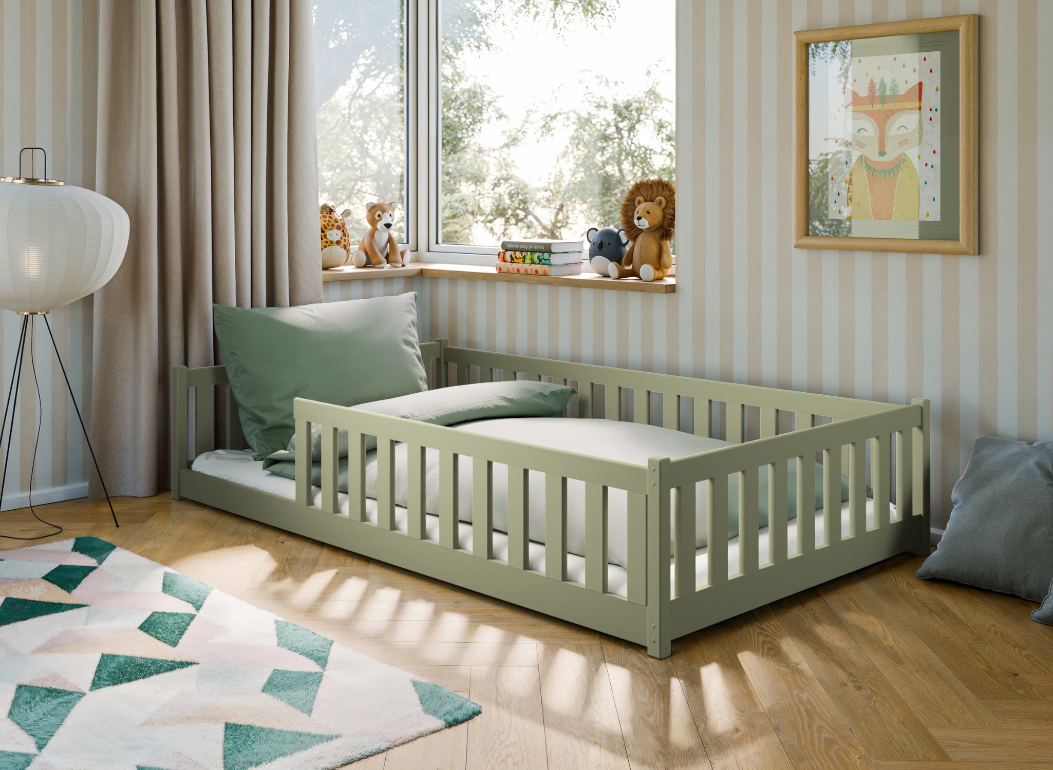 Montessori gulvseng for barn 120x200 – Olivengrønn | OTIS fra Lano Meble