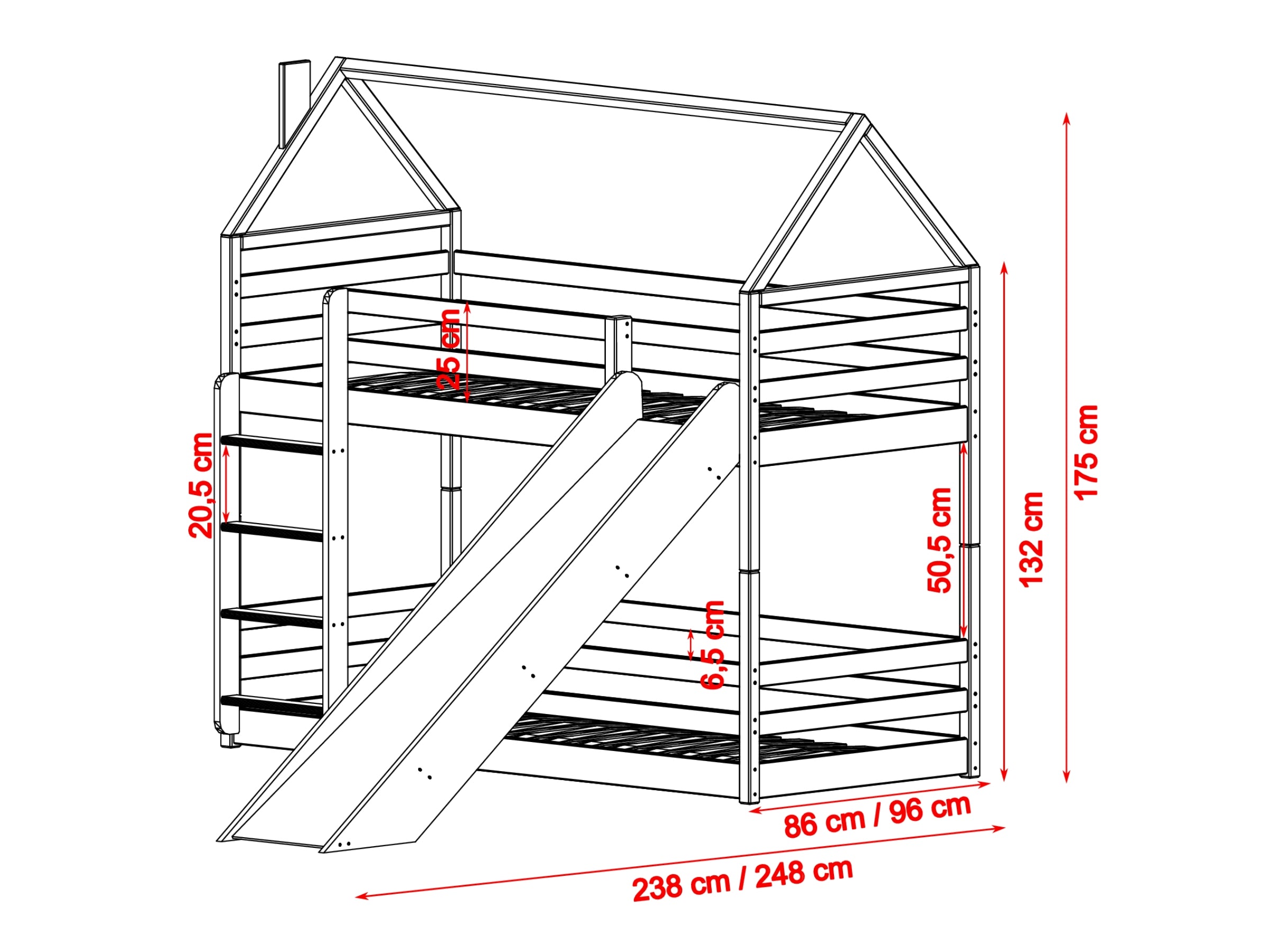 PLAY 90x200 køyeseng i furu med sklie – fra Lano Meble image
