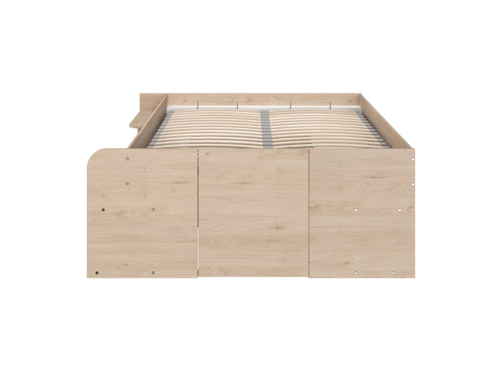 Space-UP 140x200 seng med garderobe og hyller - NATUR