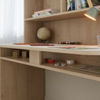 Salto seng med hyller og skuffer 90x190 + Skrivebord med skap - Komplett