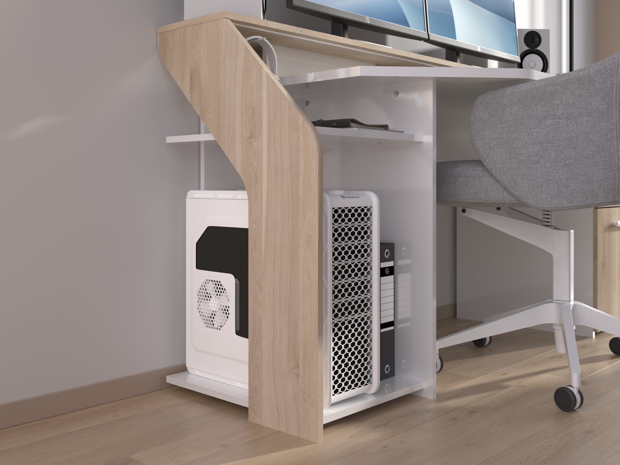 Sylver Gaming Desk 178 cm – Japansk eik / Hvit høyglans