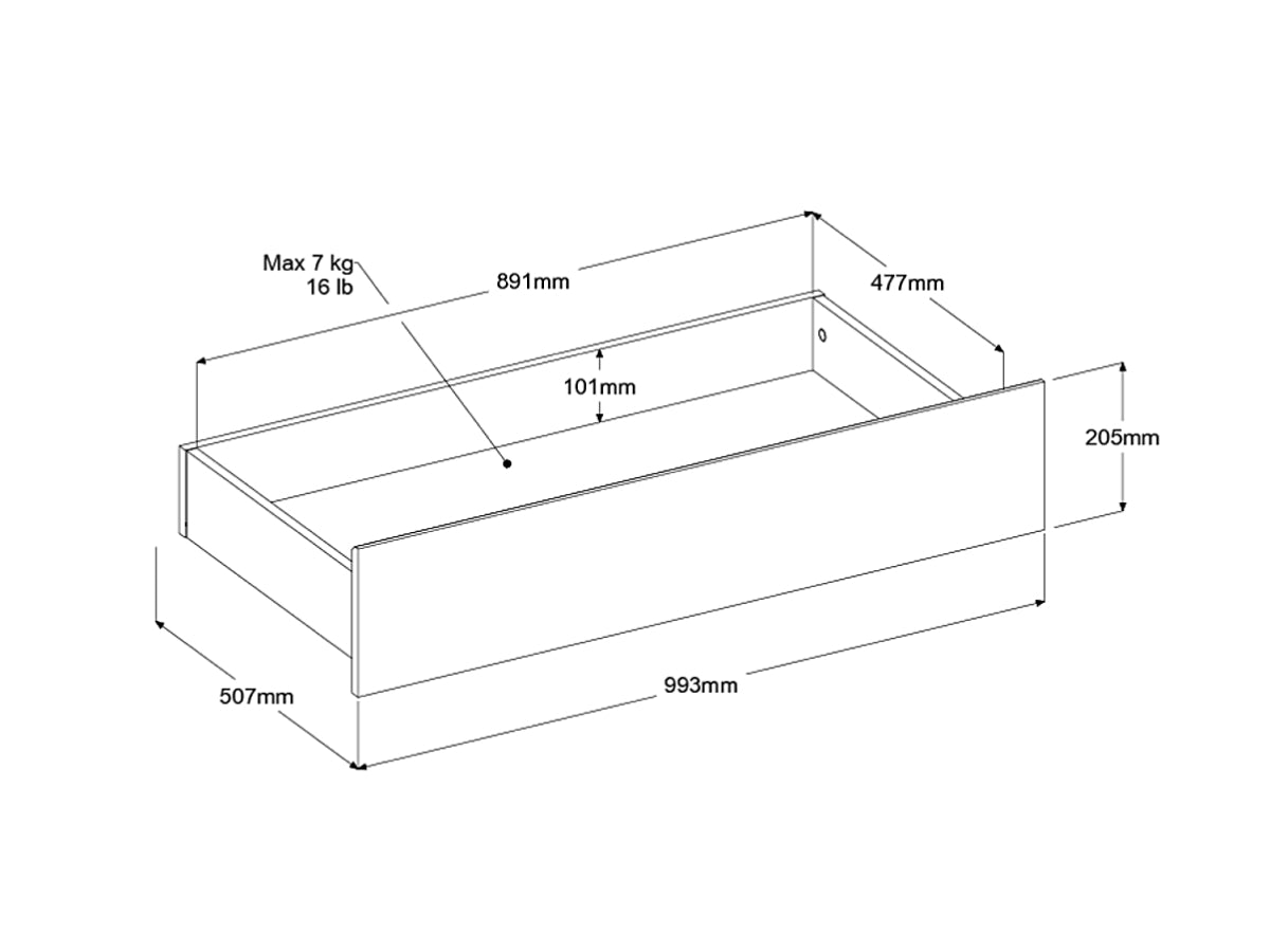 Escale seng 90x200 med 2 skuffer i Japanese Oak image