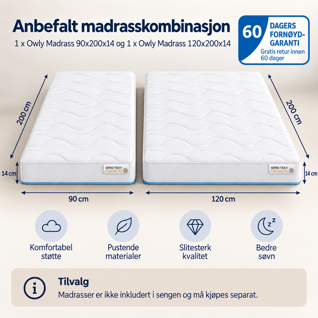 NICE Familiekøye 90x200/120x200 – Natur