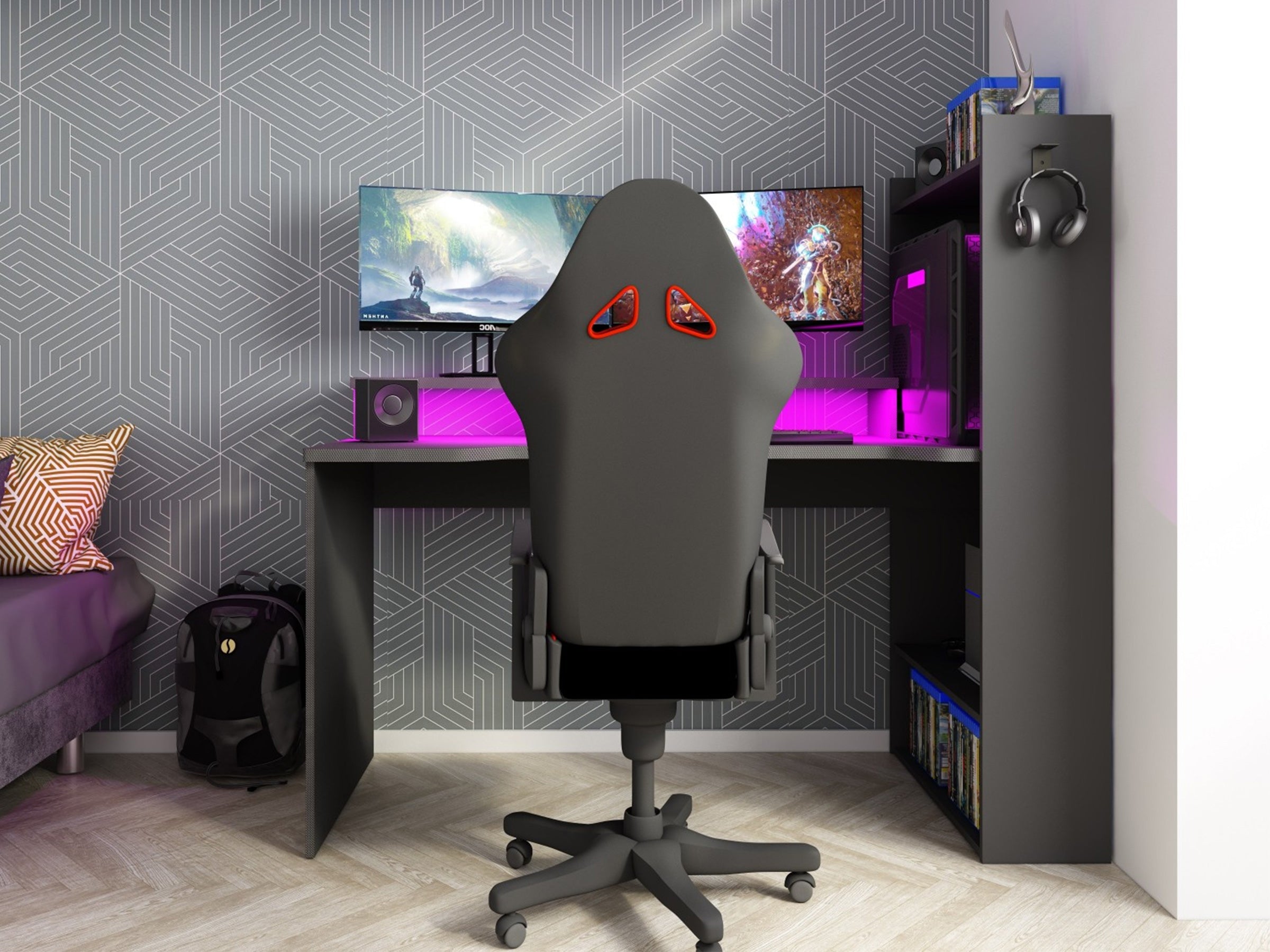 Gamingpult Z med LED og oppbevaringsplass